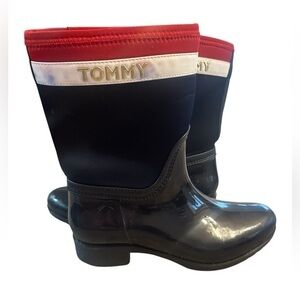 Tommy Hilfiger Float Rain Boots - Womens Size 8M - Red White and Blue